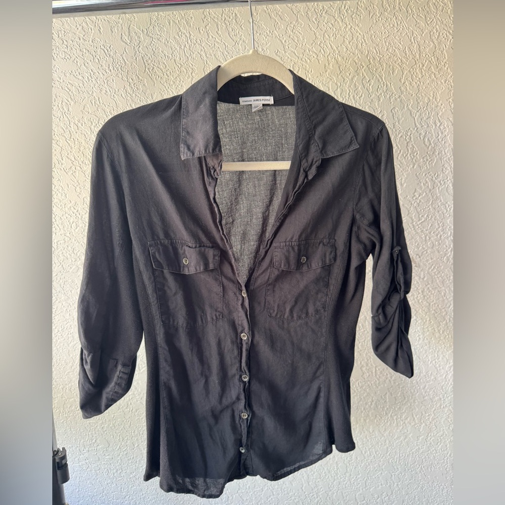 James Perse Black Button-Up shirt